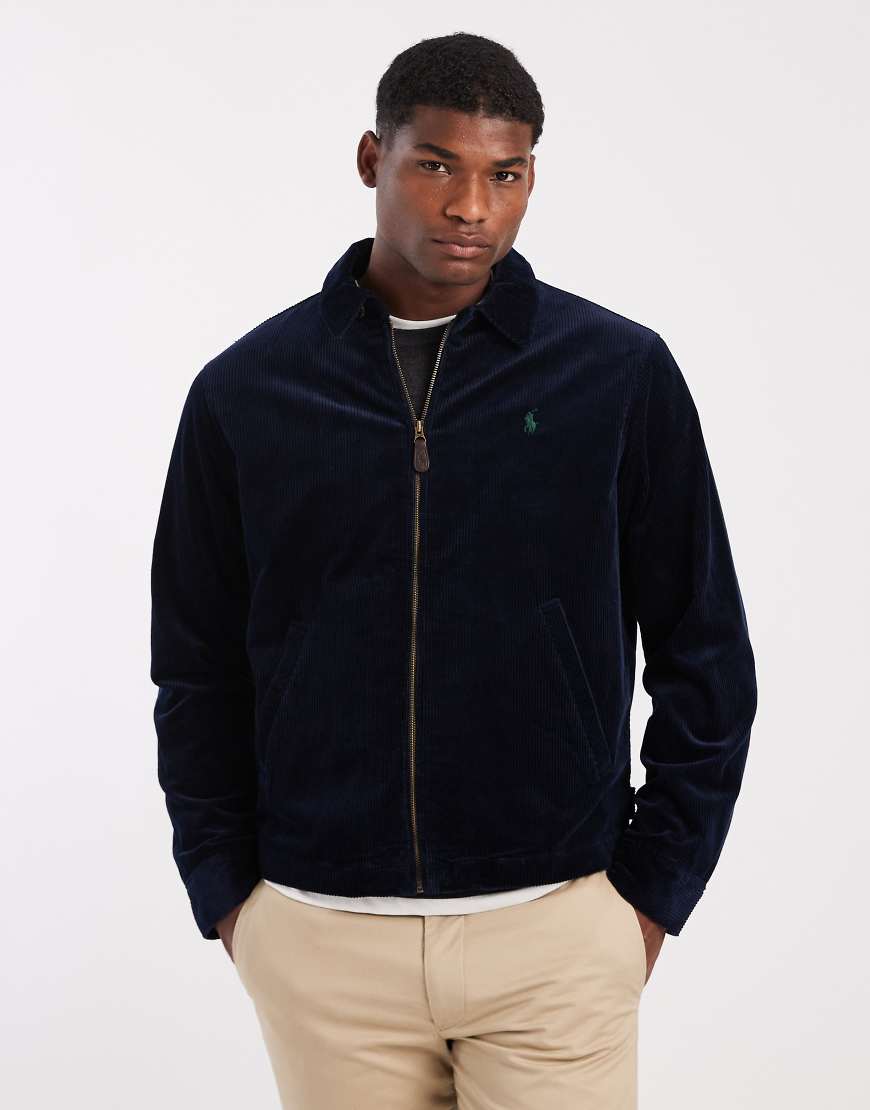 Polo Ralph Lauren - Wynton - Gefütterte Harrington-Jacke in Marineblau aus schwerem Cord mit Logo-Symbol von Polo Ralph Lauren