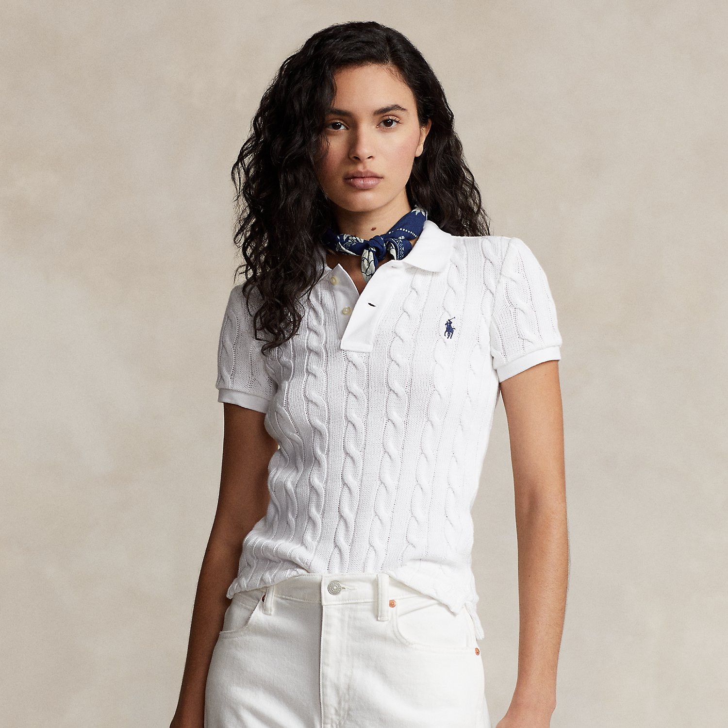 Poloshirt mit Zopfmuster von Polo Ralph Lauren
