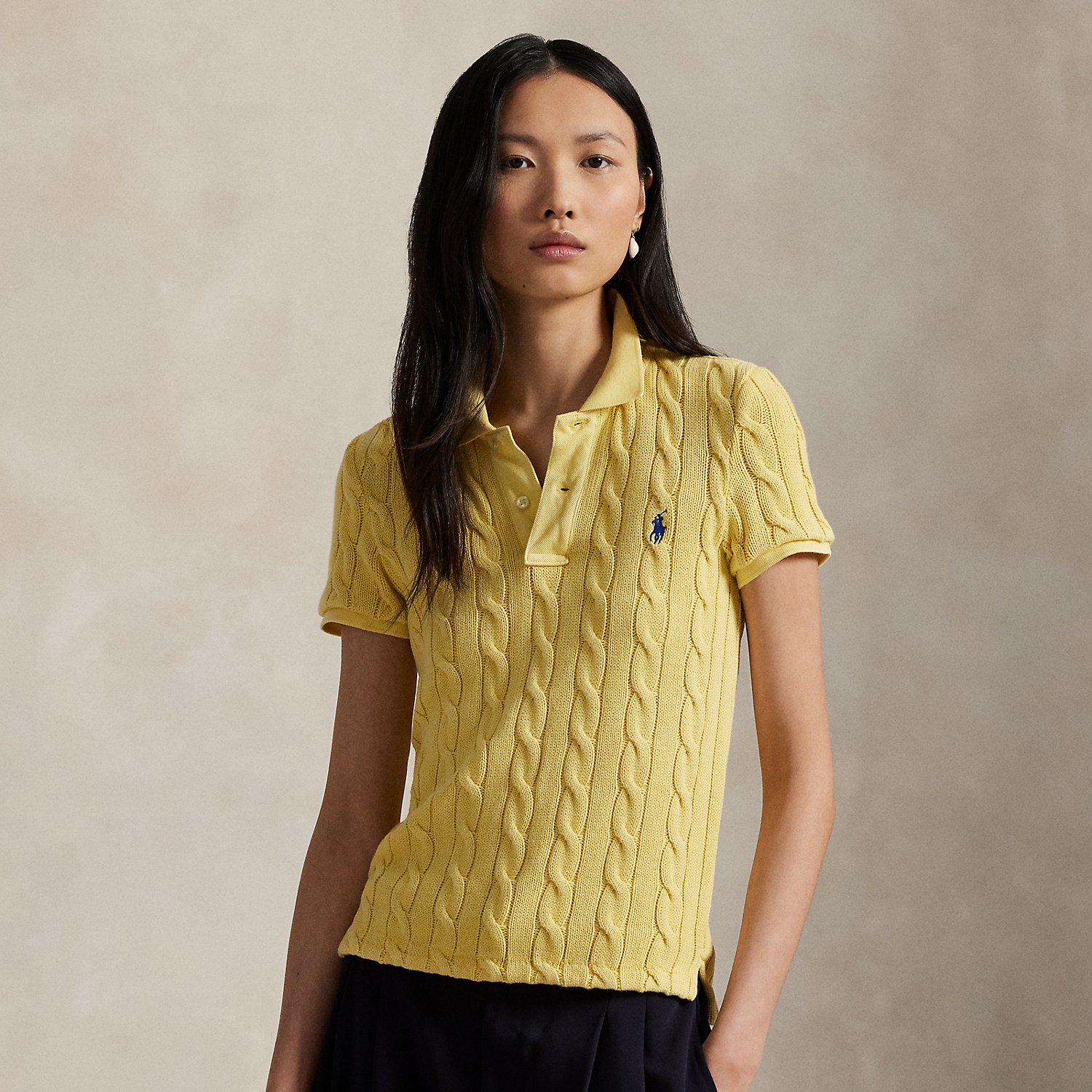 Poloshirt mit Zopfmuster von Polo Ralph Lauren