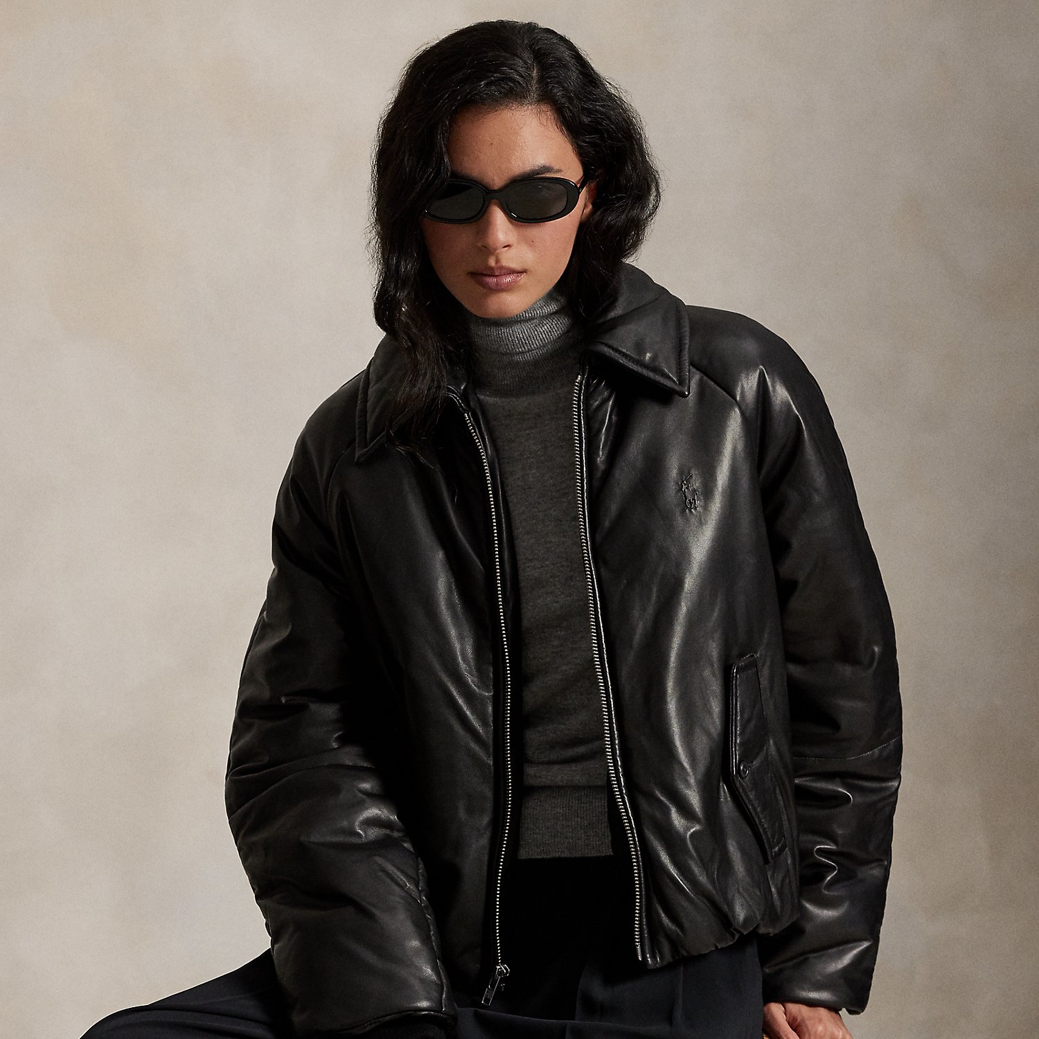 Pufferjacke aus Leder von Polo Ralph Lauren