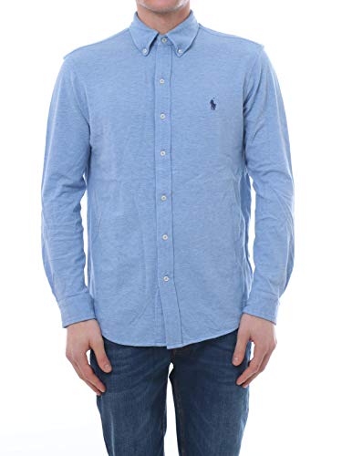 Ralph Lauren Mod. 710654408 CAMICIE Piqué Custom Fit Uomo Blue Htr L von Polo Ralph Lauren