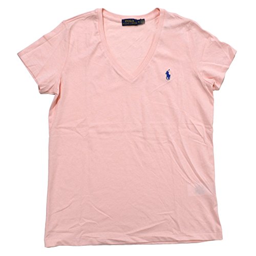 Ralph Lauren Polo Damen T-Shirt mit V-Ausschnitt - Pink - X-Groß von Polo Ralph Lauren