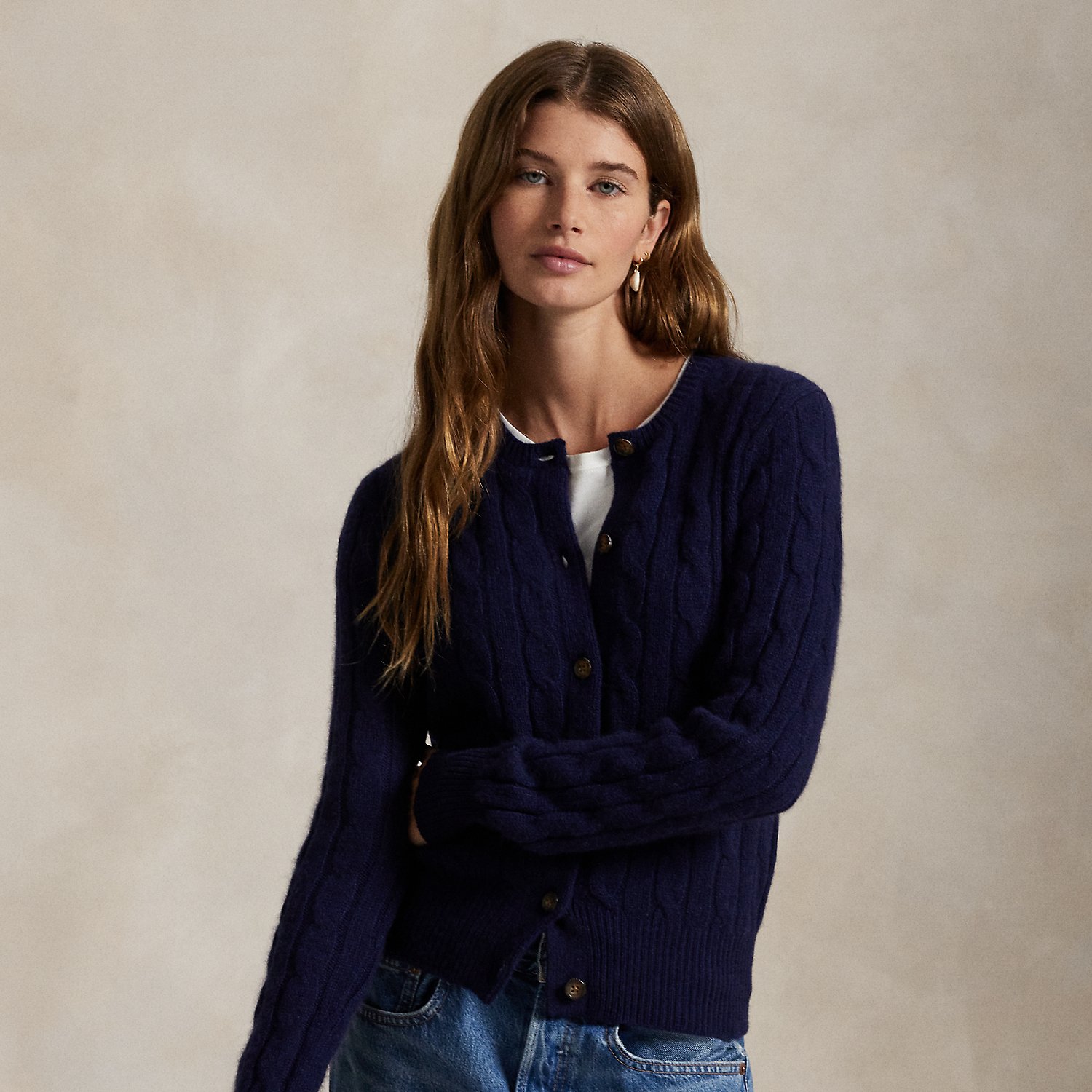 Rundhalsstrickjacke aus Kaschmir von Polo Ralph Lauren