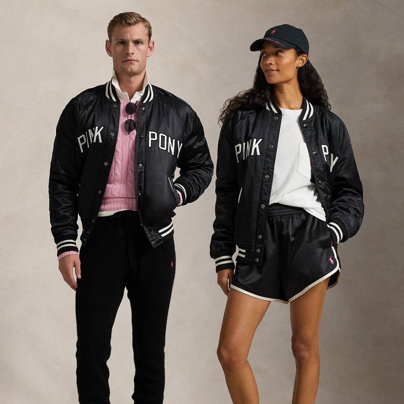 Satin-Baseballjacke mit Pink Pony von Polo Ralph Lauren