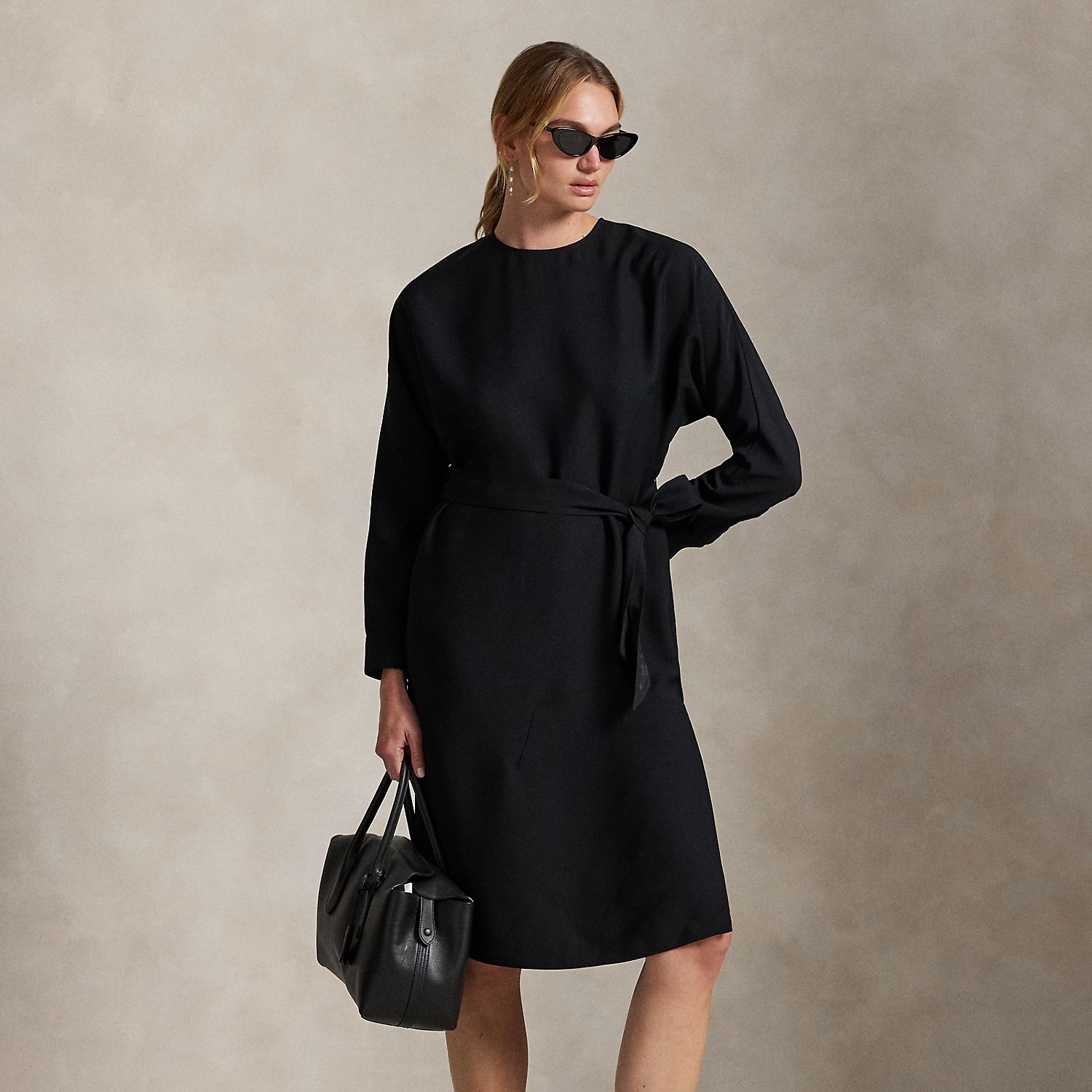 Satinkleid mit Gürtel von Polo Ralph Lauren