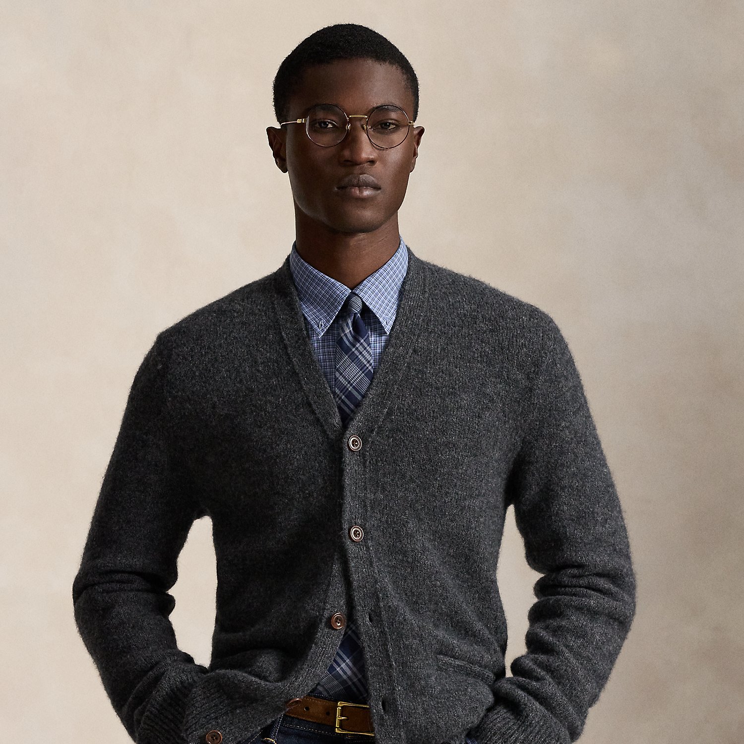 Strickjacke mit Wildlederaufnähern von Polo Ralph Lauren