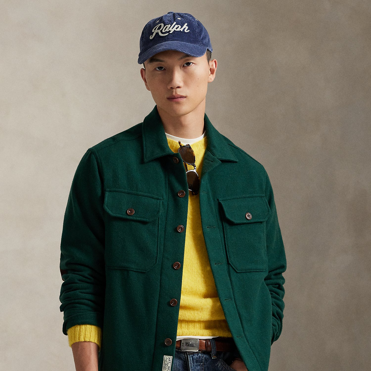 Twill-Hemdjacke mit Wildlederaufnäher von Polo Ralph Lauren