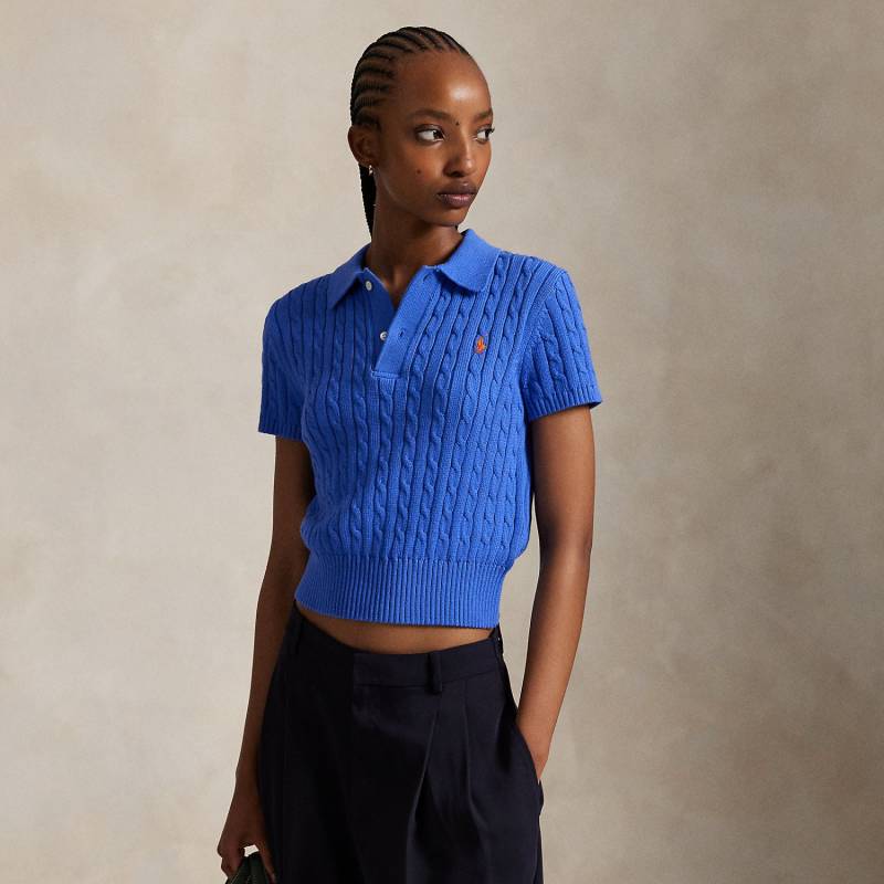 Verkürztes Poloshirt mit Zopfmuster von Polo Ralph Lauren