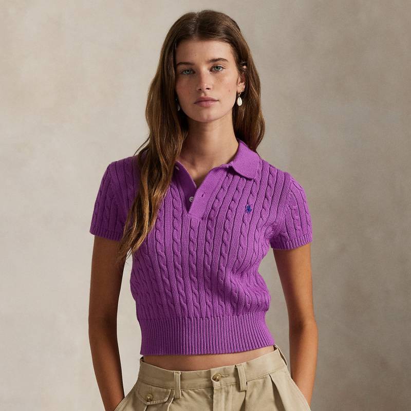 Verkürztes Poloshirt mit Zopfmuster von Polo Ralph Lauren