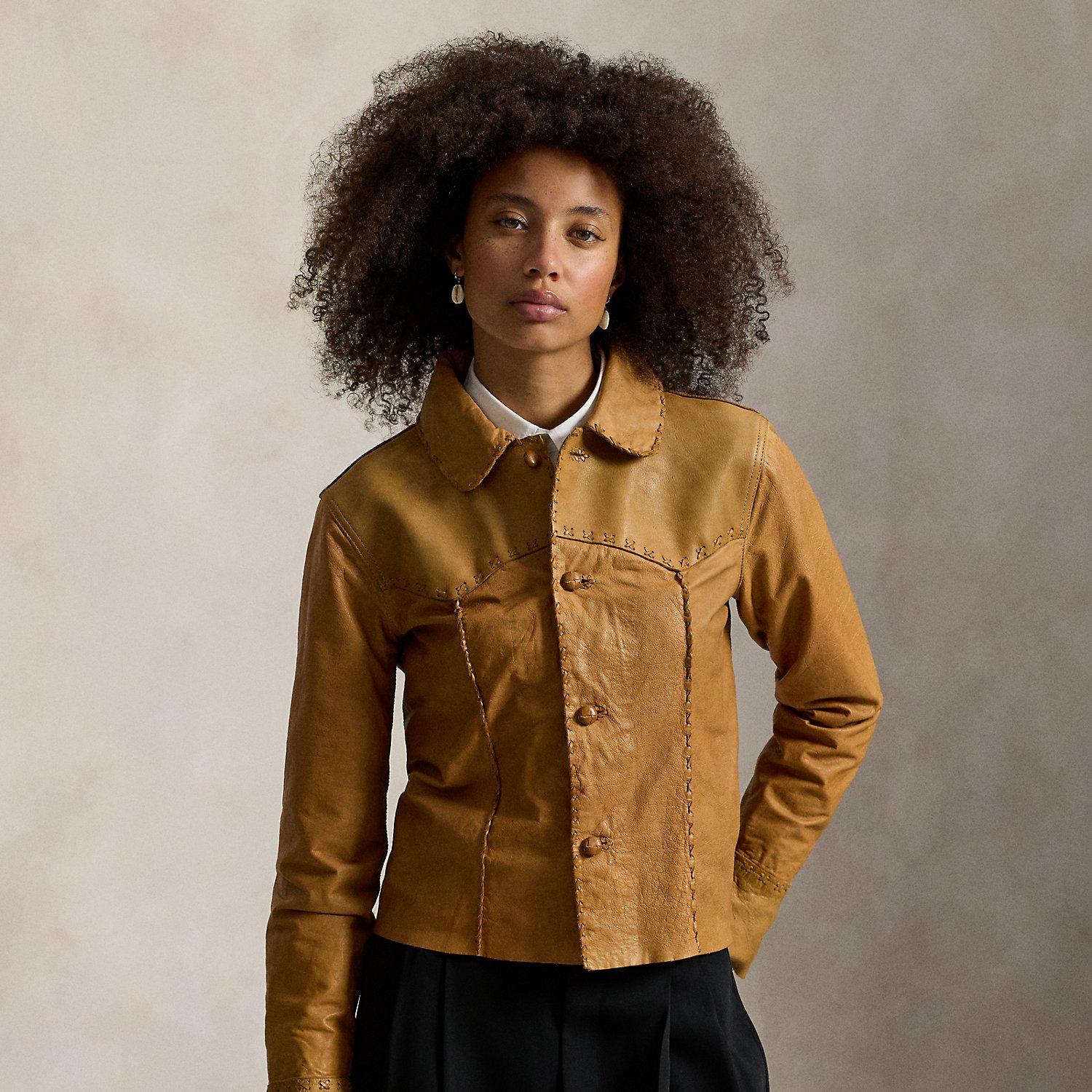 Western-Hemdjacke aus Leder von Polo Ralph Lauren