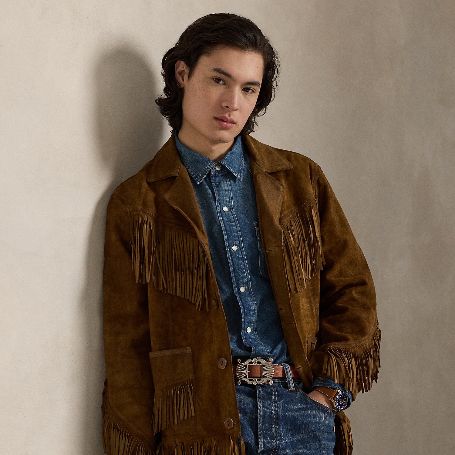 Wildlederjacke mit Fransen von Polo Ralph Lauren