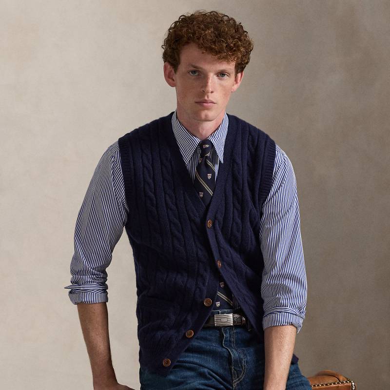 Woll-Kaschmir-Pullunder mit Zopfmuster von Polo Ralph Lauren