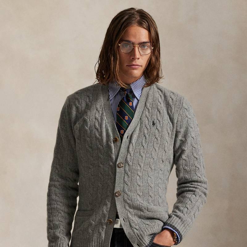 Woll-Kaschmir-Strickjacke mit Zopfmuster von Polo Ralph Lauren