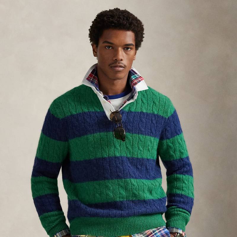 Zopfmuster-Rugby-Pullover mit Streifen von Polo Ralph Lauren