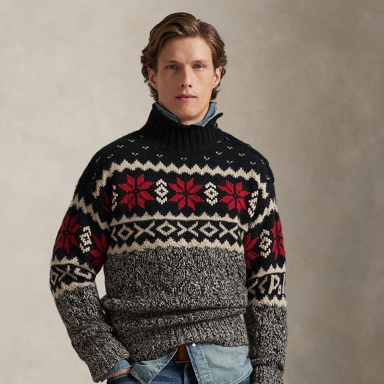 Zopfmusterpullover mit Schneeflocken von Polo Ralph Lauren