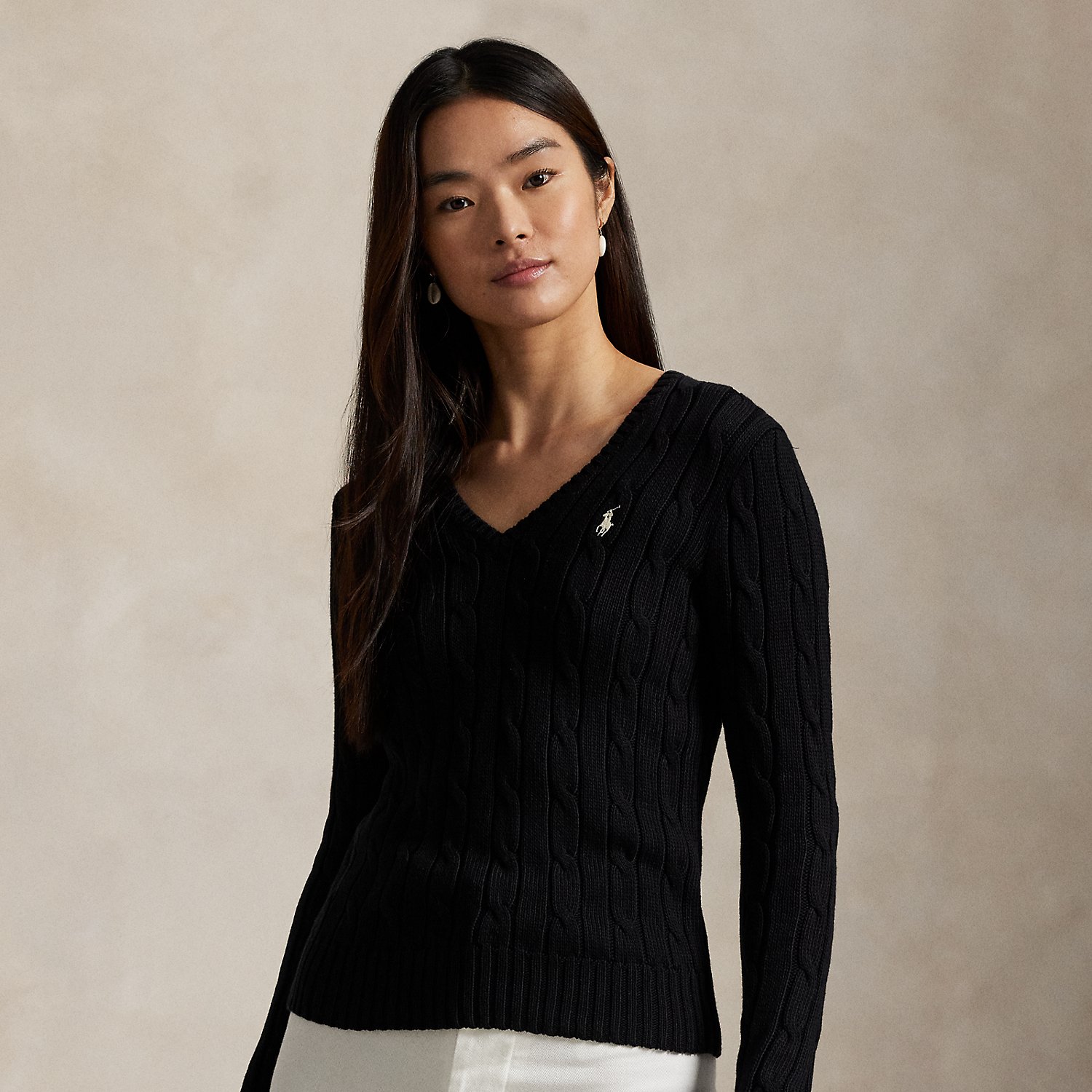 Zopfmusterpullover mit V-Ausschnitt von Polo Ralph Lauren