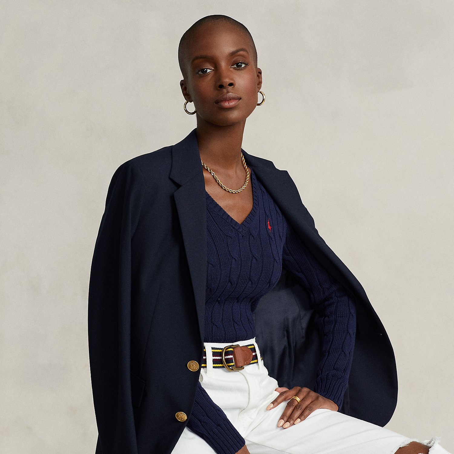 Zopfpullover mit V-Ausschnitt von Polo Ralph Lauren