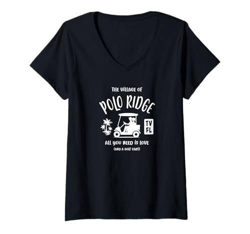 Damen The Village of Polo Ridge TV FL Golfwagen-Design T-Shirt mit V-Ausschnitt von Polo Ridge TV FL USA Designs and Souvenirs