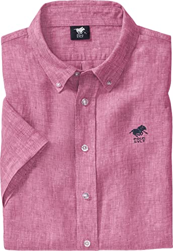 Polo Sylt Herren Leinenhemd Kurzarm, leichtes Sommerhemd aus 100% Leinen, lässig-Elegante Herrenmode mit Thermoregulation für warme Tage, Beere, Gr. XXL von Polo Sylt