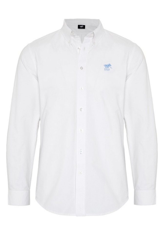 Polo Sylt Langarmhemd mit Button-down-Kragen und Label-Stitching von Polo Sylt