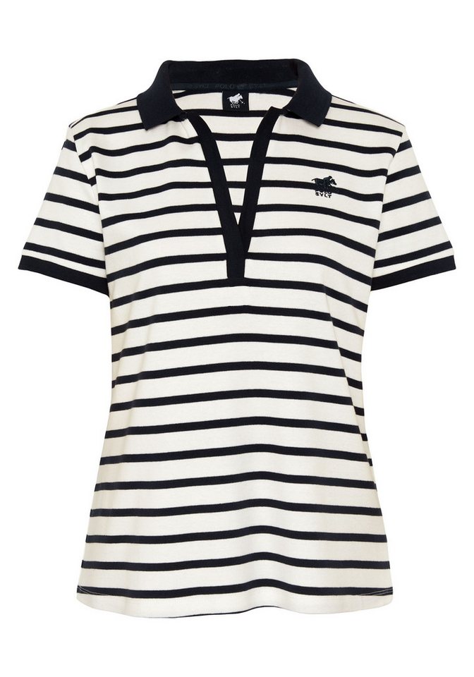 Polo Sylt Poloshirt mit Streifenmuster und farblich abgesetztem Kragen von Polo Sylt