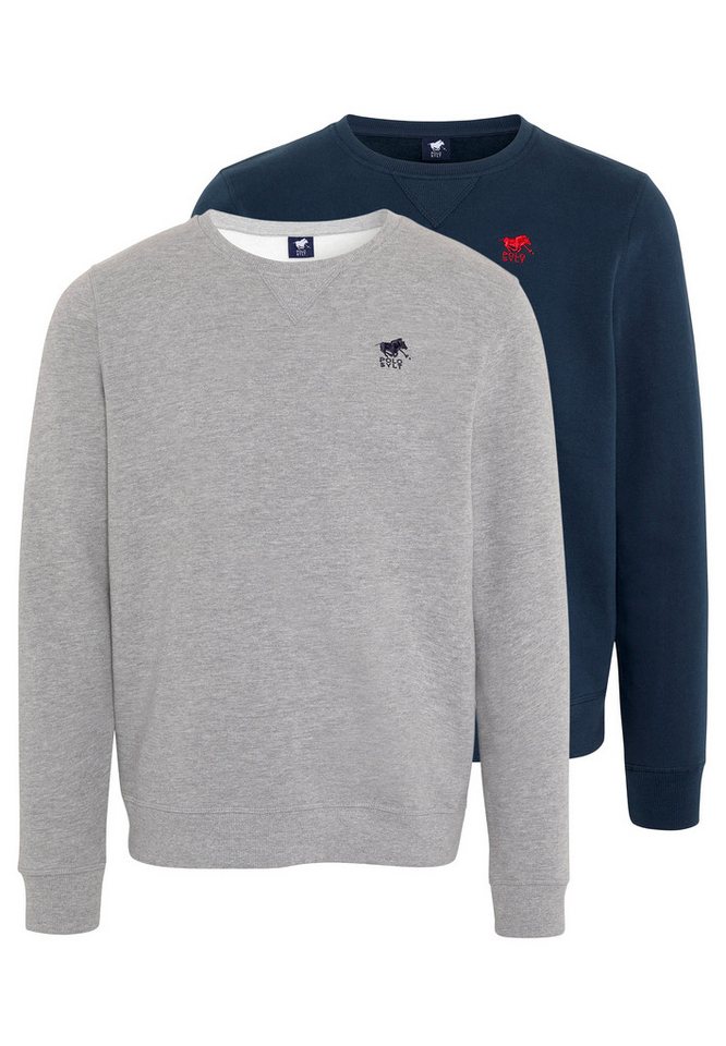 Polo Sylt Sweatshirt 2er Pack Basic (Spar-Set, 2-tlg) Sweatshirt - Baumwolle - Atmungsaktiv - Mit Label-Stickerei von Polo Sylt