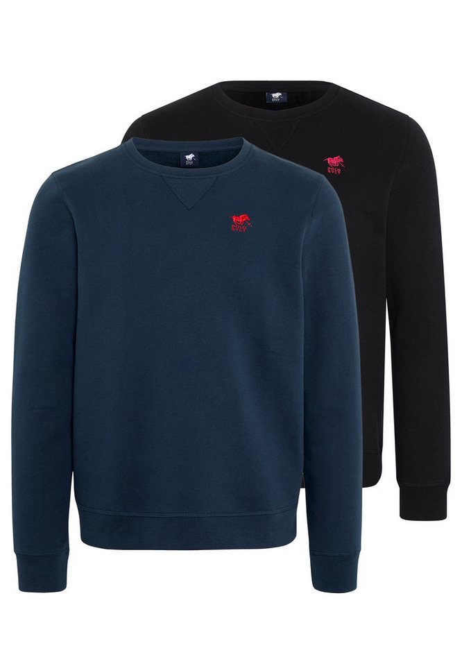 Polo Sylt Sweatshirt 2er Pack Basic (Spar-Set, 2-tlg) Sweatshirt - Baumwolle - Atmungsaktiv - Mit Label-Stickerei von Polo Sylt
