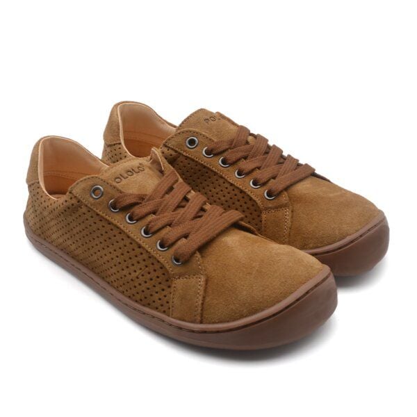 POLOLO Plus perforierter Barfuß Sneaker für Erwachsene, chromfrei gegerbtes Leder von Pololo