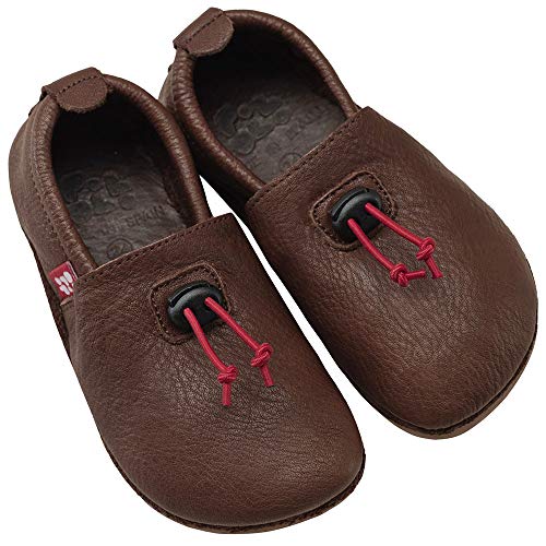 Pololo Unisex Baby Barfüß Cordel Outdoor Dunkelbraun Flacher Slipper, 20 EU von Pololo