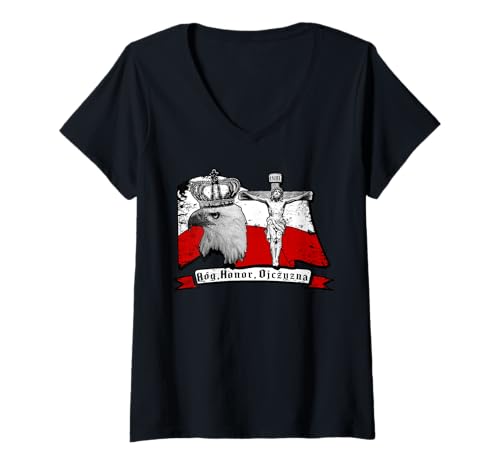 Damen Polska Koszulka Polska Flaga Koszulka PL T-Shirt mit V-Ausschnitt Damen Polska Koszulka Polska Flaga Koszulka PL T-Shirt mit V-Ausschnitt von Polska Koszulka PL