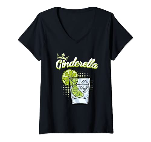 Damen Hochzeit Gin Getränk Ginderella JGA Junggesellenabschied T-Shirt mit V-Ausschnitt Damen Hochzeit Gin Getränk Ginderella JGA Junggesellenabschied T-Shirt mit V-Ausschnitt von Polterabend Braut JGA Junggesellinnen Frauen Shirt
