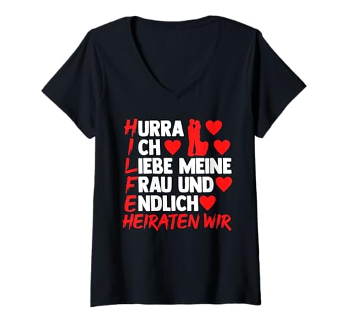 Damen Bräutigam Polterabend Junggesellenabschied T-Shirt mit V-Ausschnitt von Poltern JGA Junggesellenabschied