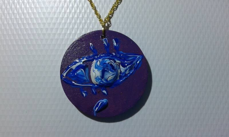 Dunkel Lila Holz Halskette, Anhänger in Handarbeit Mit Hand Bemalt, Folk Schmuck-Geschenk-Idee Für Ihre Brautjungfern Boho von Polumia