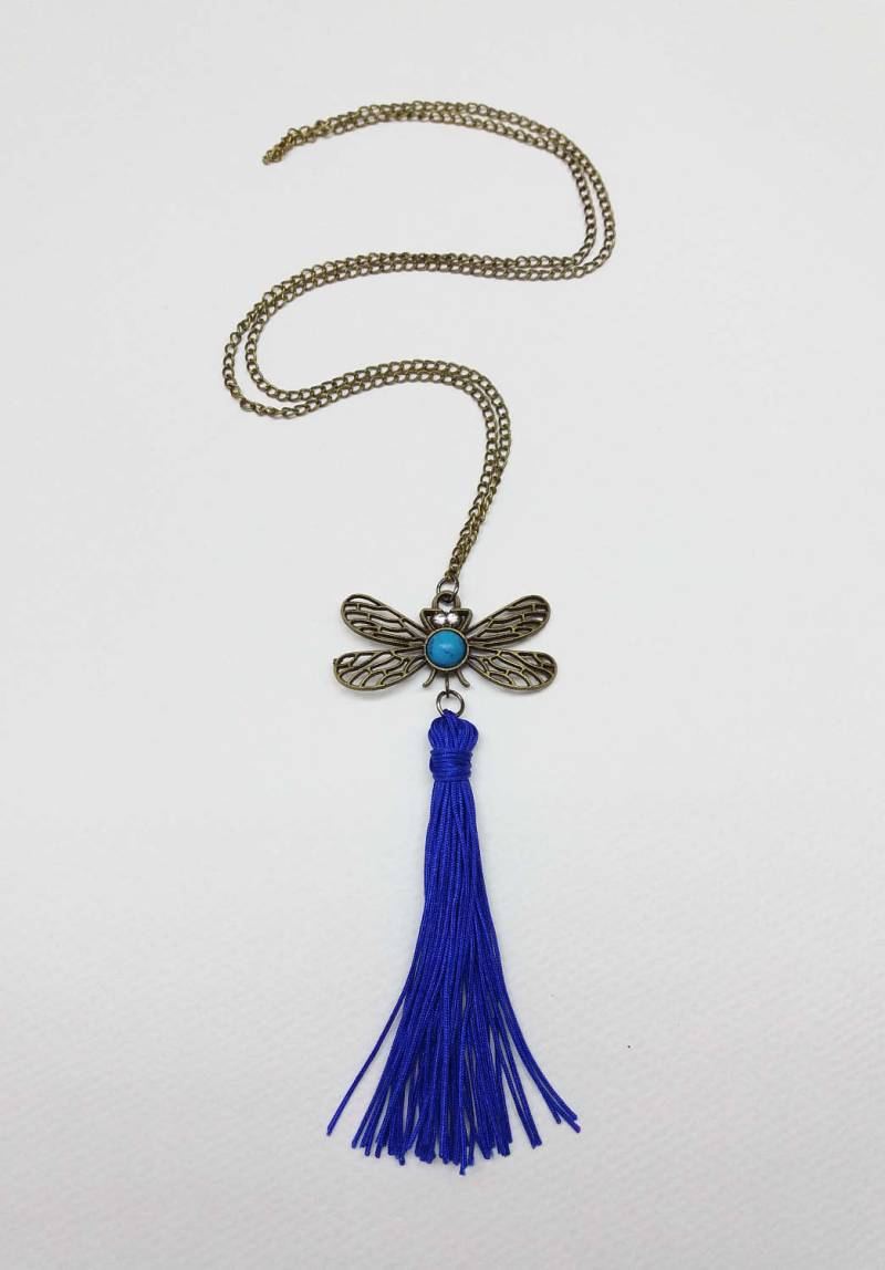 Neue Womens Libelle Anhänger Halskette, Türkis-Libelle, Türkis Stein, Antik Gold Bronze Libelle, Lange Halskette von Polumia