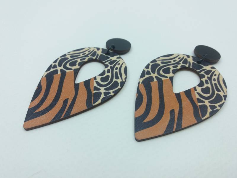 Tier Druck Ohrringe, Leopard Anhänger Leopardenmuster Schmuck, Geschenke Für Sie, Jugendliche, Baumeln Leichte Ohrringe von Polumia