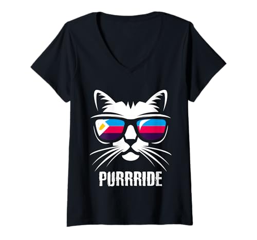 Damen Polyamorie Flagge Lustige Katze Polyamoröser Stolz T-Shirt mit V-Ausschnitt Damen Polyamorie Flagge Lustige Katze Polyamoröser Stolz T-Shirt mit V-Ausschnitt von Polyamory Flag Funny Cat Polyamorous Pride