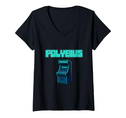 Damen Polybius Retro Arcade Urban Legend Geek 80er Jahre Gaming Kult T-Shirt mit V-Ausschnitt Damen Polybius Retro Arcade Urban Legend Geek 80er Jahre Gaming Kult T-Shirt mit V-Ausschnitt von Polybius Retro Arcade Urban Legend Geek