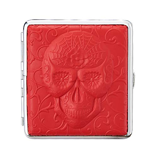 ZIGARETTENETUI Schädel 3D Totenkopf Scull Zigaretten Etui Zigarettenbox Case Zigarettendose Dose 2-Farben 31 (Rot) von Polyflame
