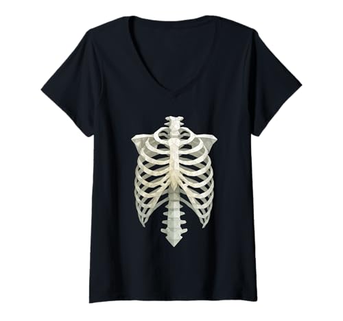 Damen Low Poly Human Ribcage Skelett Polygon Kostüm T-Shirt mit V-Ausschnitt Damen Low Poly Human Ribcage Skelett Polygon Kostüm T-Shirt mit V-Ausschnitt von Polygonal Human Ribs Geometric Anatomy Design