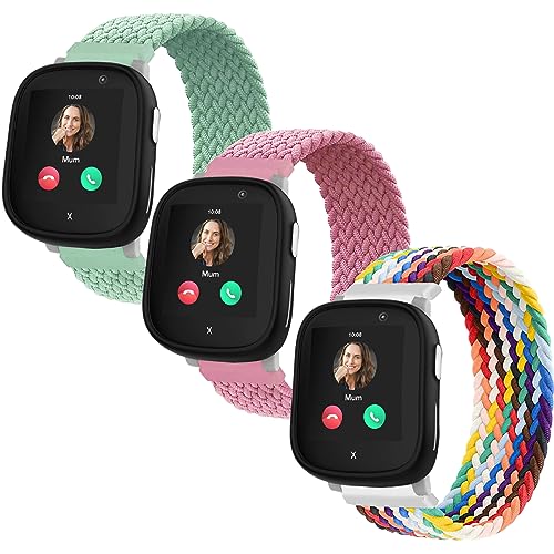 3 Stück Geflochtenes Nylon Armbänder kompatibel mit Xplora X6 Play Armband, Weiches, Geflochtene dehnbares Mädchen Jungen Ersatzbänder für Xplora X6 Play von Polyjoy