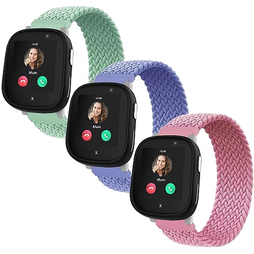 3 Stück Geflochtenes Nylon Armbänder kompatibel mit Xplora X6 Play Armband, Weiches, Geflochtene dehnbares Mädchen Jungen Ersatzbänder für Xplora X6 Play von Polyjoy