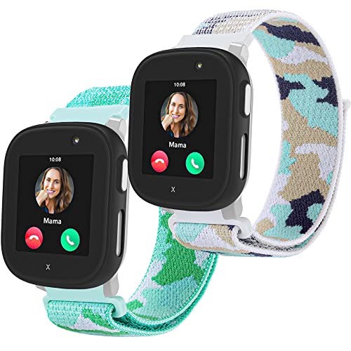 Polyjoy 2 Stück Kinder Nylon Armbänder kompatibel mit Xplora X6 Armband, Kids Smartwatch Mädchen Jungen Weich Verstellbare Ersatzbänder für Xplora X6 Play/Xplora X6 Pr-Weiß+Grün von Polyjoy
