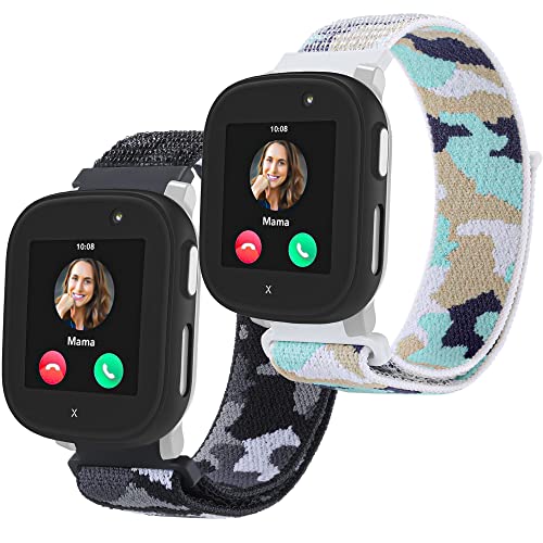 Polyjoy 2 Stück Kinder Nylon Armbänder kompatibel mit Xplora X6 Armband, Kids Smartwatch Mädchen Jungen Weich Verstellbare Ersatzbänder für Xplora X6 Play-Schwarz+Weiß von Polyjoy