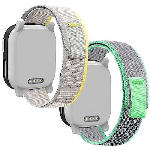 Polyjoy 2 Stück Trail Loop Armbänder Kompatibel mit Xplora X6 Armband, Kids Smartwatch Klettverschluss Mädchen Jungen Weich Verstellbare Ersatzbänder für Xplora X6 Play-Grün+Beige von Polyjoy