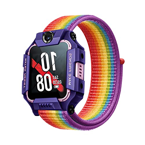 Polyjoy Kinder Nylon Armbänder kompatibel mit Watch Phone Z7/Watch Phone Z6/Watch Phone Z1 Armband, Kids Smartwatch Klettverschluss Mädchen Jungen Weich Verstellbare Ersatzbänder-Neon von Polyjoy