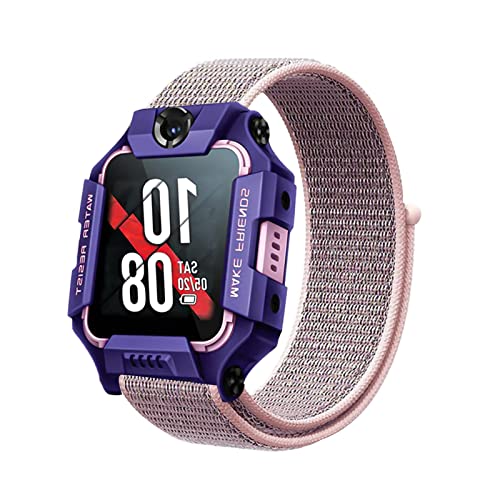 Polyjoy Kinder Nylon Armbänder kompatibel mit Watch Phone Z7/Watch Phone Z6/Watch Phone Z1 Armband, Kids Smartwatch Klettverschluss Mädchen Jungen Weich Verstellbare Ersatzbänder-SandPink von Polyjoy