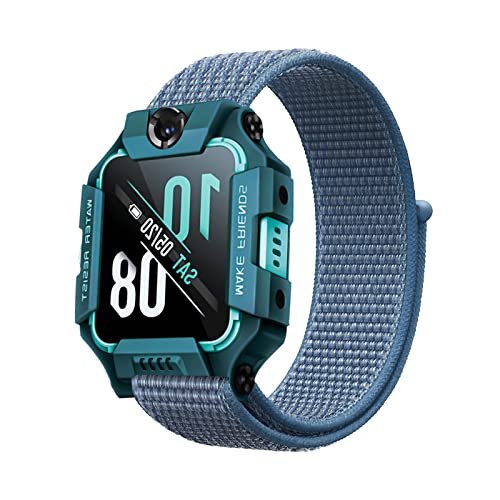 Polyjoy Kinder Nylon Armbänder kompatibel mit Watch Phone Z7/Z6/Z1 Armband, Kids Smartwatch Klettverschluss Mädchen Jungen Weich Verstellbare Ersatzbänder - Blau von Polyjoy