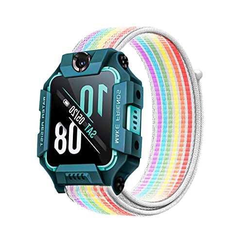 Polyjoy Kinder Nylon Armbänder kompatibel mit Watch Phone Z7/Z6/Z1 Armband, Kids Smartwatch Klettverschluss Mädchen Jungen Weich Verstellbare Ersatzbänder - Rainbow von Polyjoy