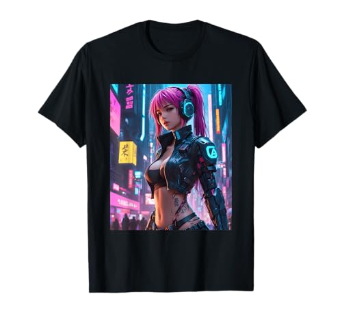 Cyberpunk Anime Girl Aesthetic Futuristisch Design Print T-Shirt von Polymerched Cyberpunk