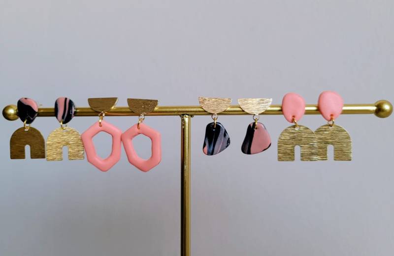 Abstrakte Statement-Ohrringe Mit Vergoldeten Elementen, Nickelfrei von PolyphonieDesign